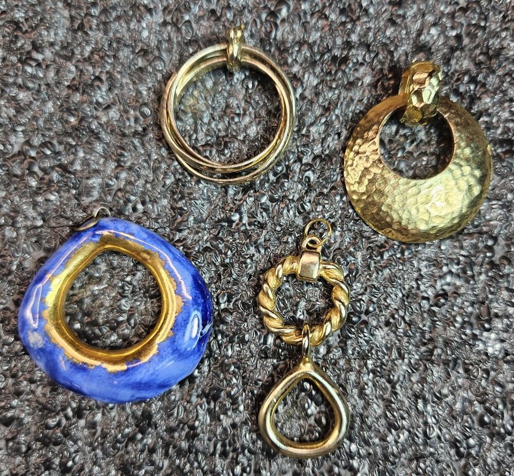 Set of 4 Vintage Metal Pendants